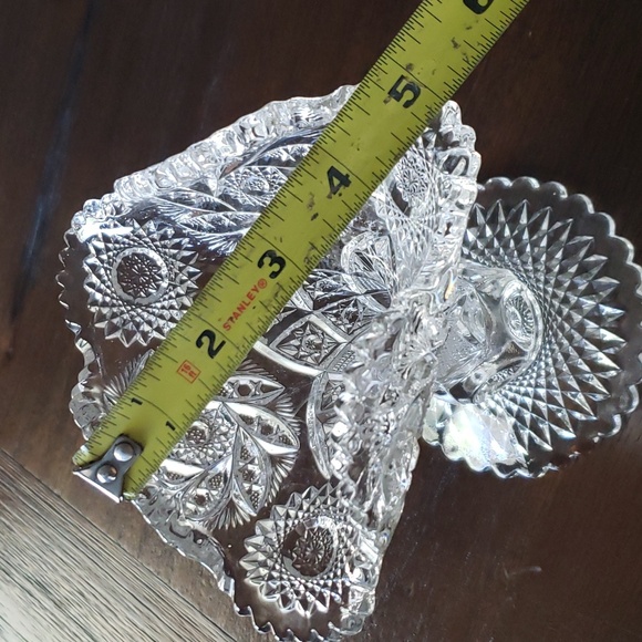 Vintage Antique Clear Glass Ruffled Sawtooth Paddle Wheel Pattern Vase 6.5" - Picture 11 of 16